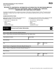 Form F-02340 Release of Confidential Information Authorization for Wisconsin Medicaid, Badgercare Plus, Foodshare, Family Planning Only Services, Seniorcare, and Caretaker Supplement - Wisconsin