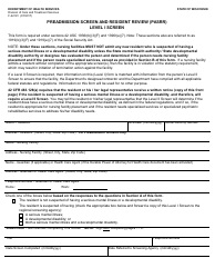 Document preview: Form F-22191 Preadmission Screen and Resident Review (Pasrr) Level I Screen - Wisconsin