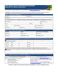 Document preview: Application for Oral Examination - Court Interpreter Program - Wisconsin