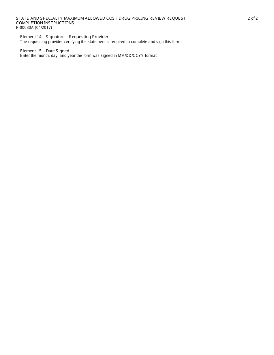 Instructions for Form F-00030 State and Specialty Maximum Allowed Cost Drug Pricing Review Request - Wisconsin, Page 2