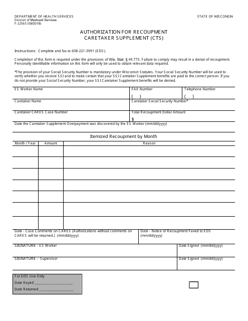 Form F-22565  Printable Pdf