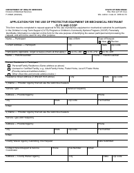 Form F-00926 Application for the Use of Protective Equipment or Mechanical Restraint Clts and Ccop - Wisconsin