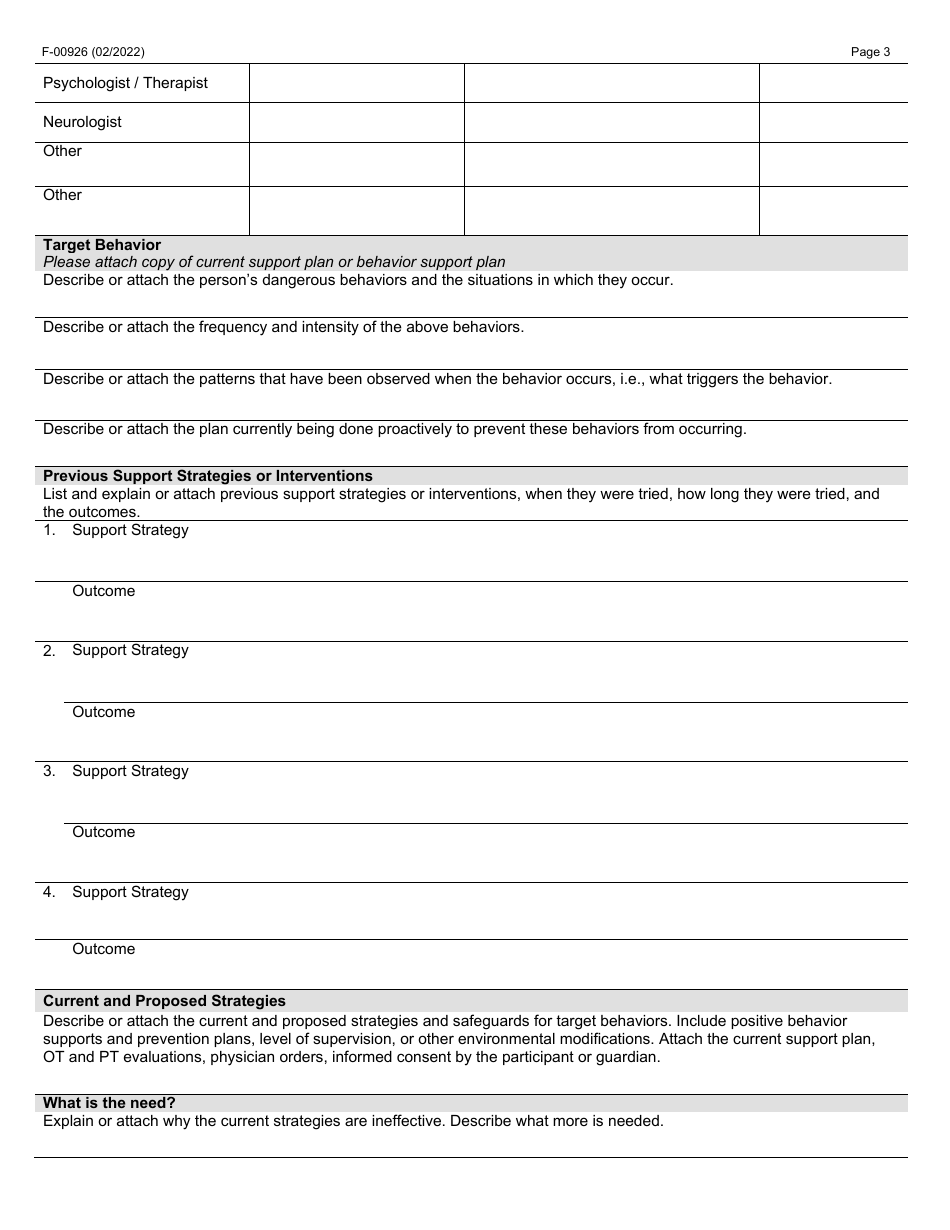 Form F-00926 Application for the Use of Protective Equipment or Mechanical Restraint Clts and Ccop - Wisconsin, Page 3