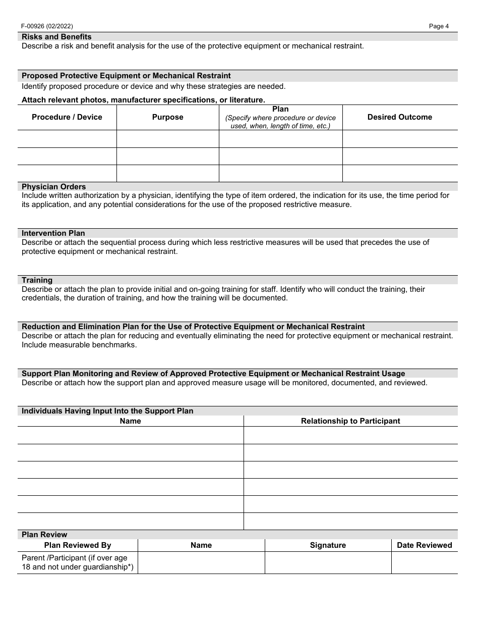 Form F-00926 - Fill Out, Sign Online and Download Printable PDF ...