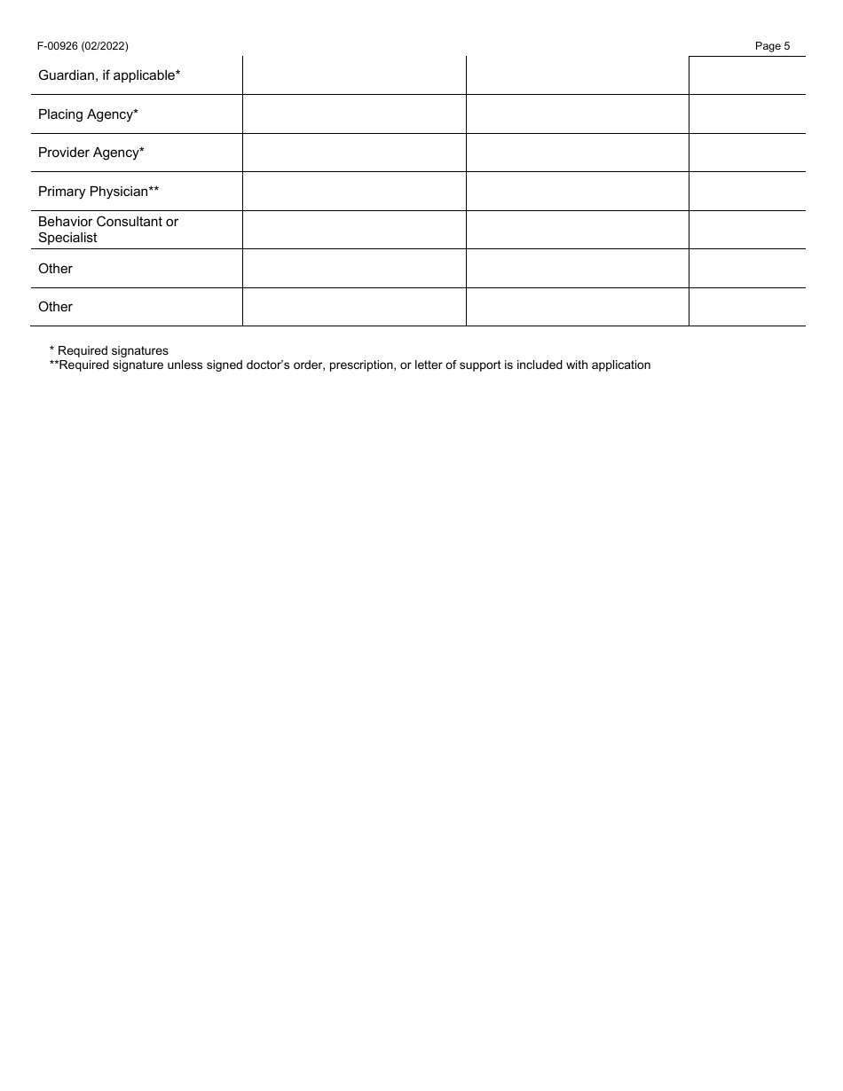 Form F-00926 Application for the Use of Protective Equipment or Mechanical Restraint Clts and Ccop - Wisconsin, Page 5