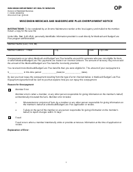 Form F-10093 Wisconsin Medicaid and Badgercare Plus Overpayment Notice - Wisconsin