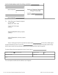 Document preview: Form CA-135 Notice of Reporter Regarding Filing of Transcript - Wisconsin