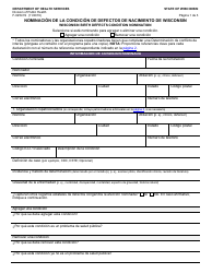 Document preview: Formulario F-02541 Nominacion De La Condicion De Defectos De Nacimiento De Wisconsin - Wisconsin (Spanish)