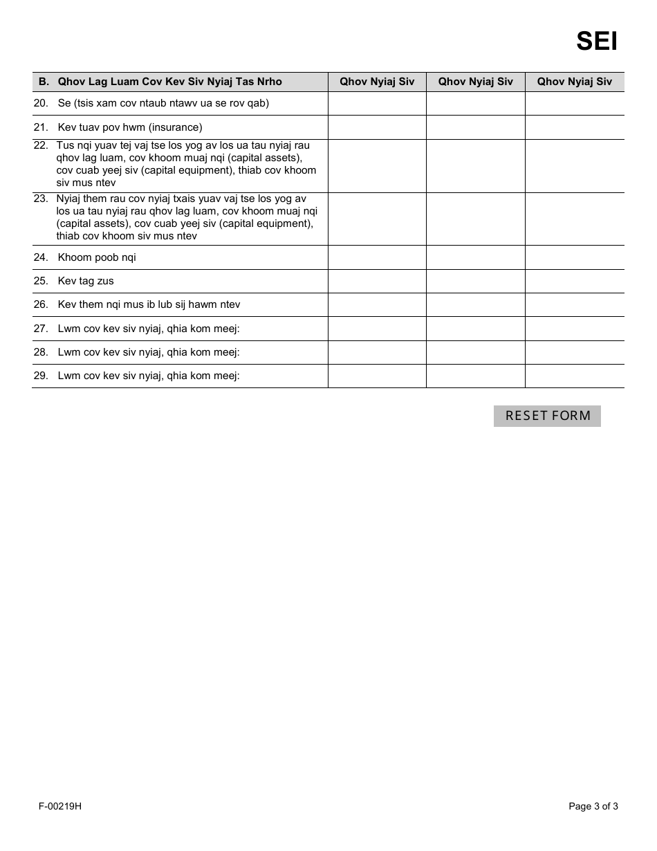 Form F-00219 Self-employment Income Report: Farm Business - Wisconsin (Hmong), Page 3