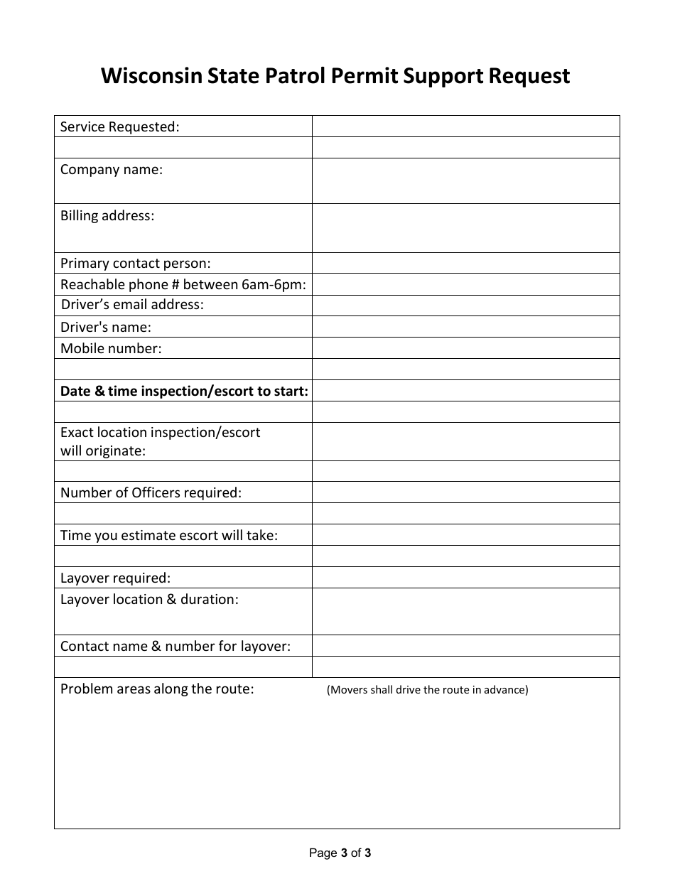 Wisconsin State Patrol Permit Support Request - Wisconsin, Page 3