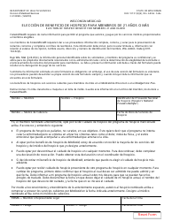 Document preview: Formulario F-01009B Eleccion De Beneficio De Hospicio Para Miembros De 21 Anos O Mas - Wisconsin (Spanish)