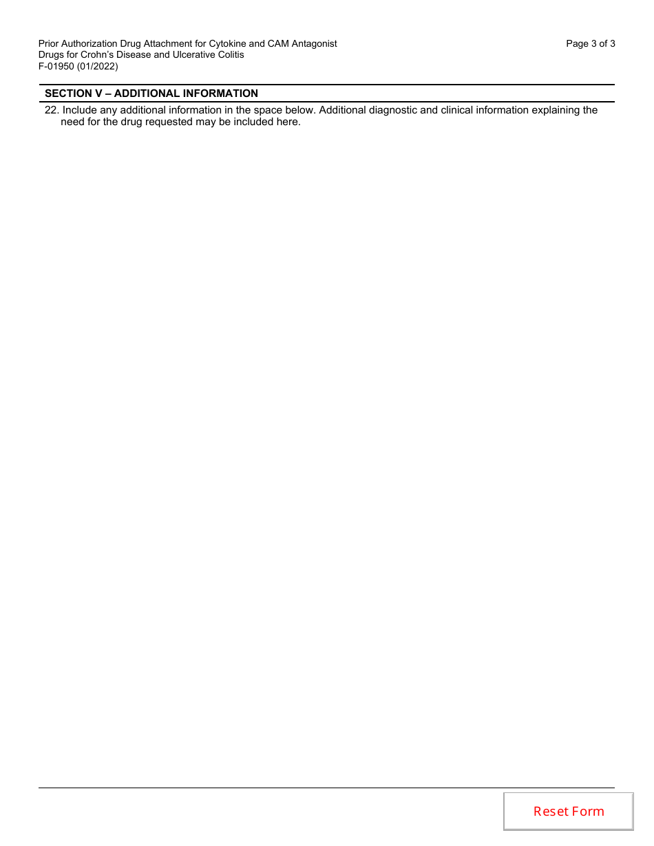 Form F-01950 Prior Authorization Drug Attachment for Cytokine and Cell Adhesion Molecule (Cam) Antagonist Drugs for Crohns Disease and Ulcerative Colitis - Wisconsin, Page 3