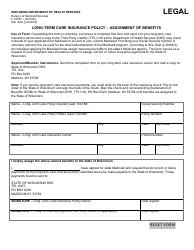 Document preview: Form F-01567 Long-Term Care Insurance Policy - Assignment of Benefits - Wisconsin