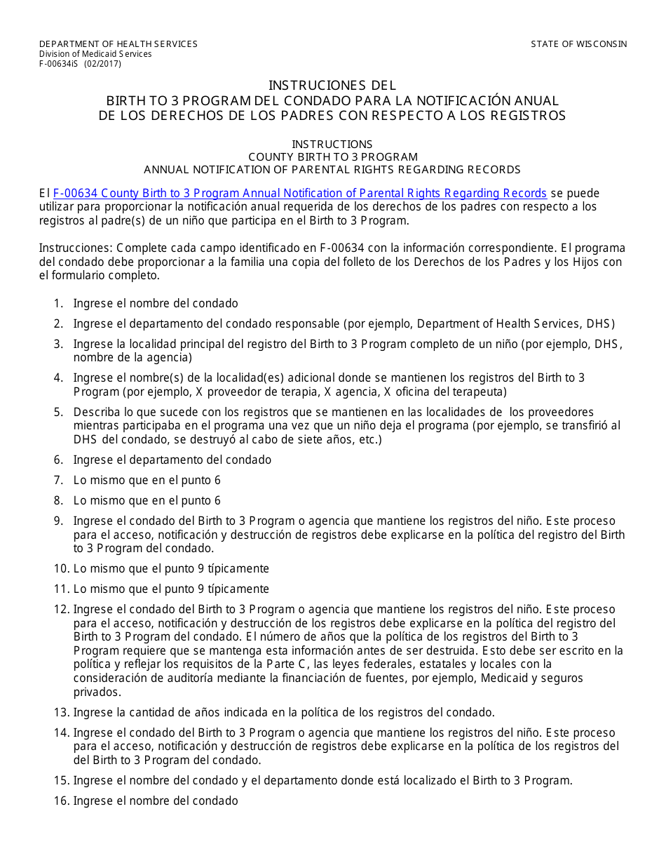 Download Instrucciones Para Formulario F 00634 Notificacion Anual De Los Derechos De Los Padres 8763