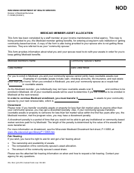 Document preview: Form F-10098 Medicaid Member Asset Allocation - Wisconsin