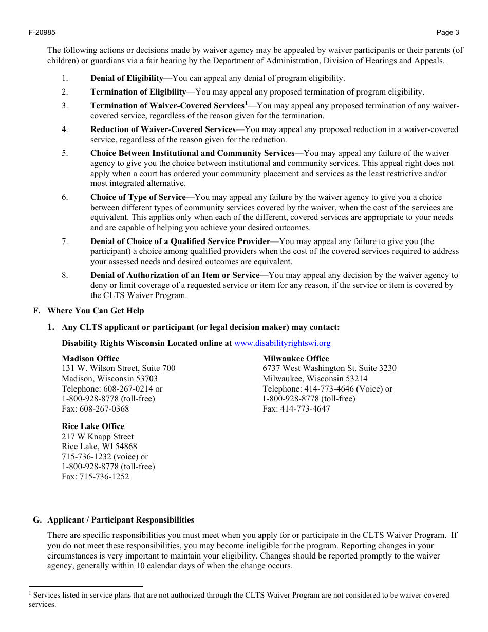 Form F-20985 - Fill Out, Sign Online and Download Printable PDF ...