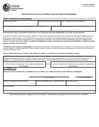 Formulario H1046-S Certificacion De Servicios Medicos Para Pacientes Hospitalizados - Texas (Spanish)