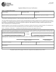 Form H1046 Inpatient Medical Services Certification - Texas