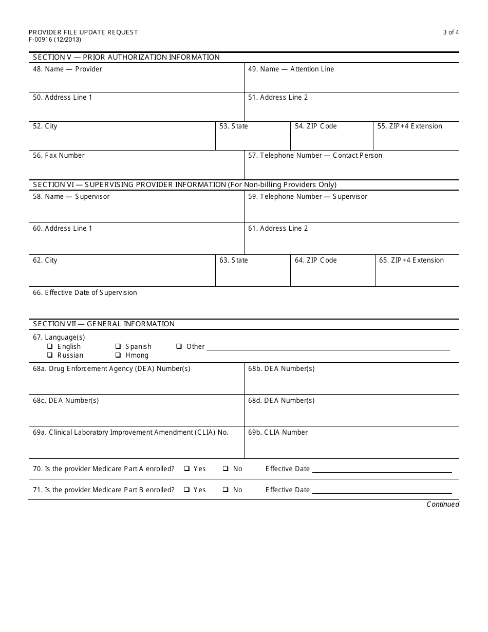 Form F-00916 Provider File Update Request - Wisconsin AIDS Drug Assistance Program / Wisconsin Chronic Disease Program / Wisconsin Well Woman Program - Wisconsin, Page 3