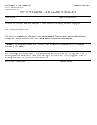 Document preview: Form F-00315A Written Prior Notice - No Evaluation Recommended - Wisconsin