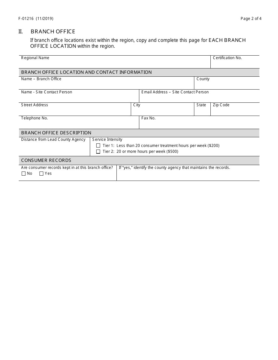Form F-01216 Comprehensive Community Services (Ccs) for Persons With Mental Disorders and Substance Use Disorders Regional Model Supplemental Application - DHS 36 - Wisconsin, Page 2