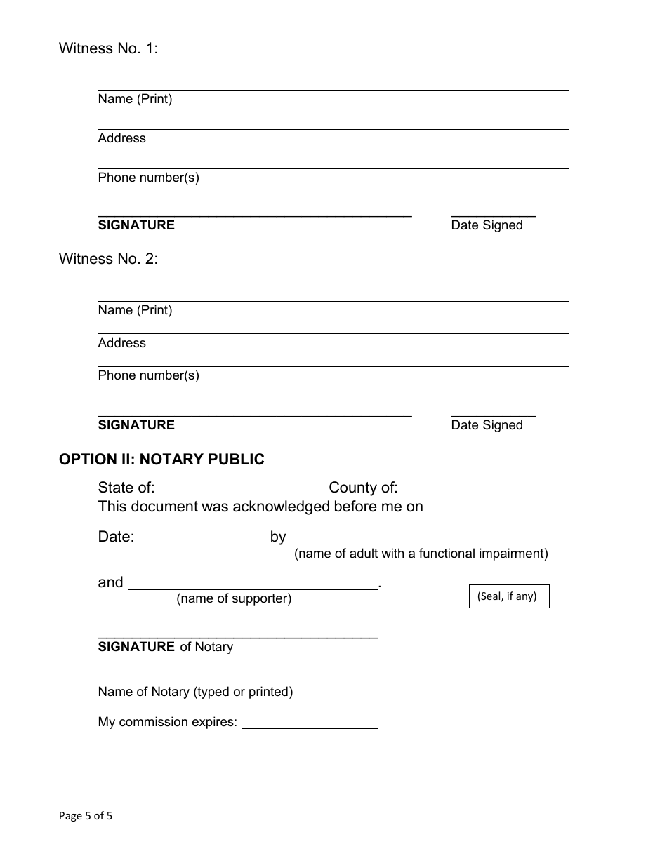 Form F-02377 Supported Decision-Making Agreement - Wisconsin, Page 5