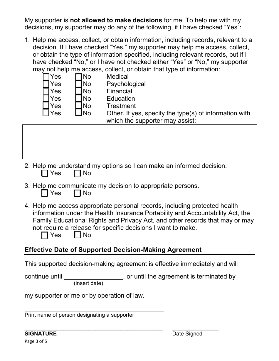 Form F-02377 Supported Decision-Making Agreement - Wisconsin, Page 7