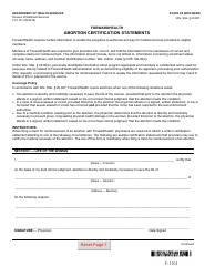 Document preview: Form F-01161 Abortion Certification Statements - Wisconsin