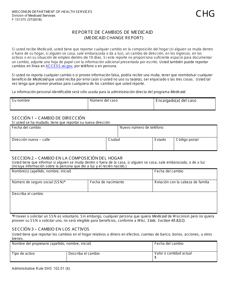 Formulario F 10137 Fill Out Sign Online And Download Fillable Pdf Wisconsin Spanish 1618