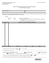 Document preview: Form F-01066B Healthcheck Adolescent's Food Record (13 to 20 Years of Age) - Wisconsin