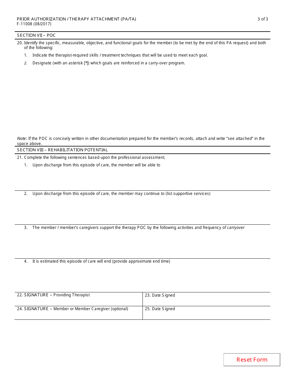 Form F-11008 Prior Authorization / Therapy Attachment (Pa / Ta) - Wisconsin, Page 3