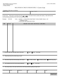Document preview: Form F-01066A Healthcheck Child's Food Record - 1-12 Years of Age - Wisconsin