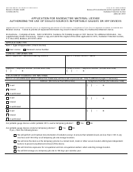 Form F-45006 Application for Radioactive Material License Authorizing the Use of Sealed Sources in Portable Gauges or Xrf Devices - Wisconsin