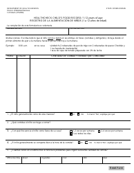 Document preview: Formulario F-01066A Registro De La Alimentacion De Ninos (1 a 12 Anos De Edad) - Wisconsin (Spanish)