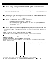 Form F-45013 Application for a Radioactive Material License Authorizing the Use of Industrial Radiography - Wisconsin, Page 2