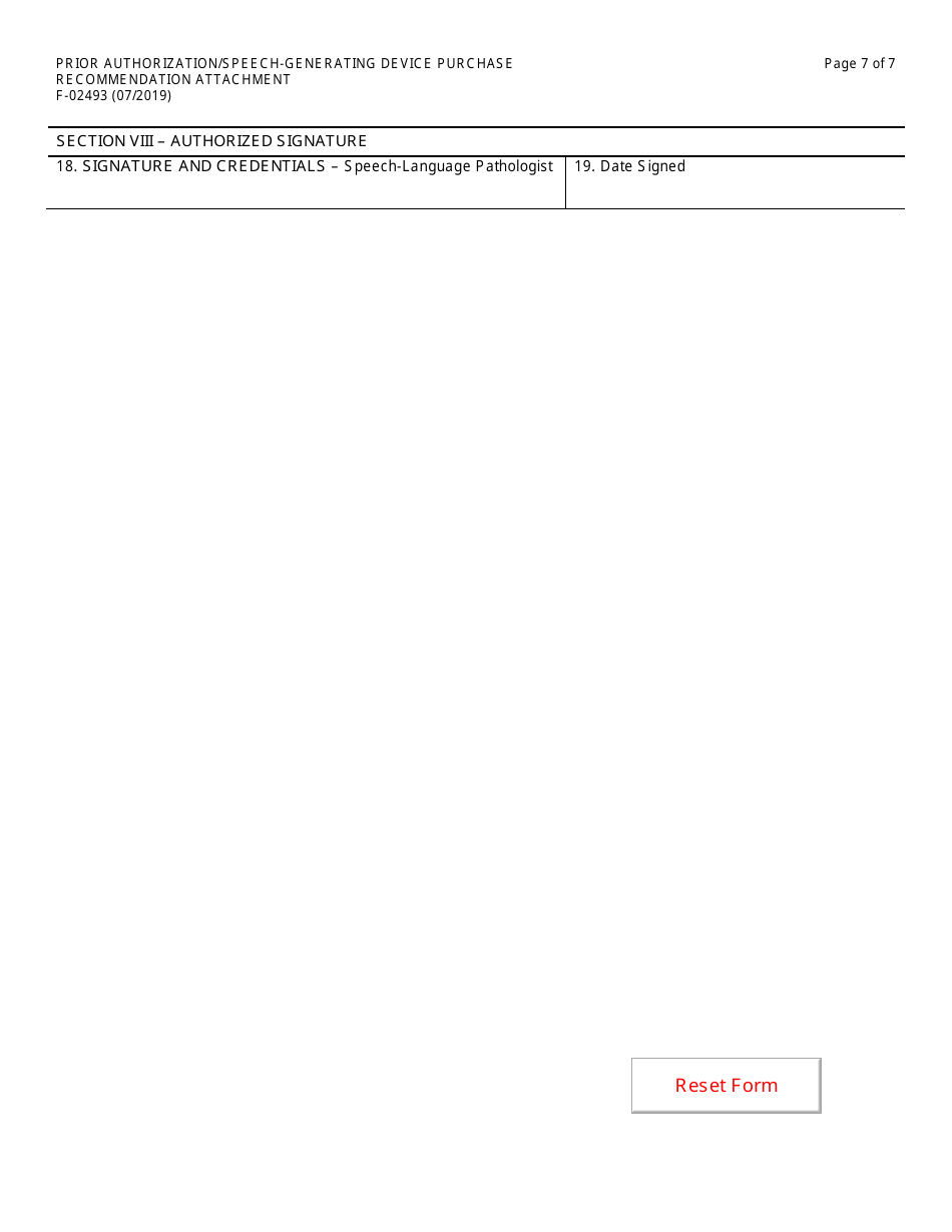 Form F-02493 Prior Authorization / Speech-Generating Device Purchase Recommendation Attachment - Wisconsin, Page 7