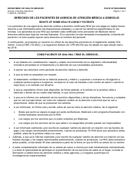 Document preview: Formulario F-62601 Derechos De Los Pacientes De Agencia De Atencion Medica a Domicilio - Wisconsin (Spanish)