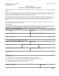Form F-01170 Written Correspondence Inquiry - Wisconsin