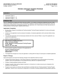 Form F-62588 Feeding Assistant Training Program Application - Wisconsin
