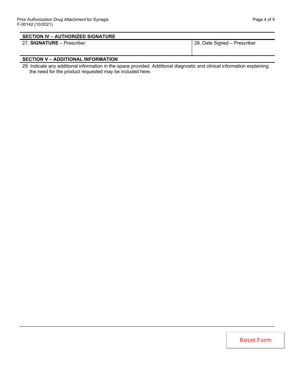 Form F-00142 Prior Authorization Drug Attachment for Synagis - Wisconsin, Page 4