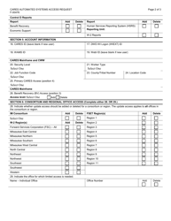 Form F-00476 Cares Automated Systems Access Request - Wisconsin, Page 2