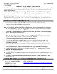Document preview: Form F-00784 Personal Care Agency Client Rights - Wisconsin