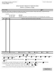 Document preview: Form F-01066 Healthcheck Infant's Food Record (Birth to 12 Months of Age) - Wisconsin