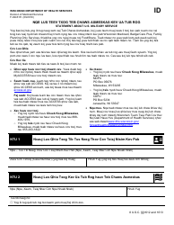 Document preview: Form F-02431 Statement About U.S. Military Service - Wisconsin (Hmong)