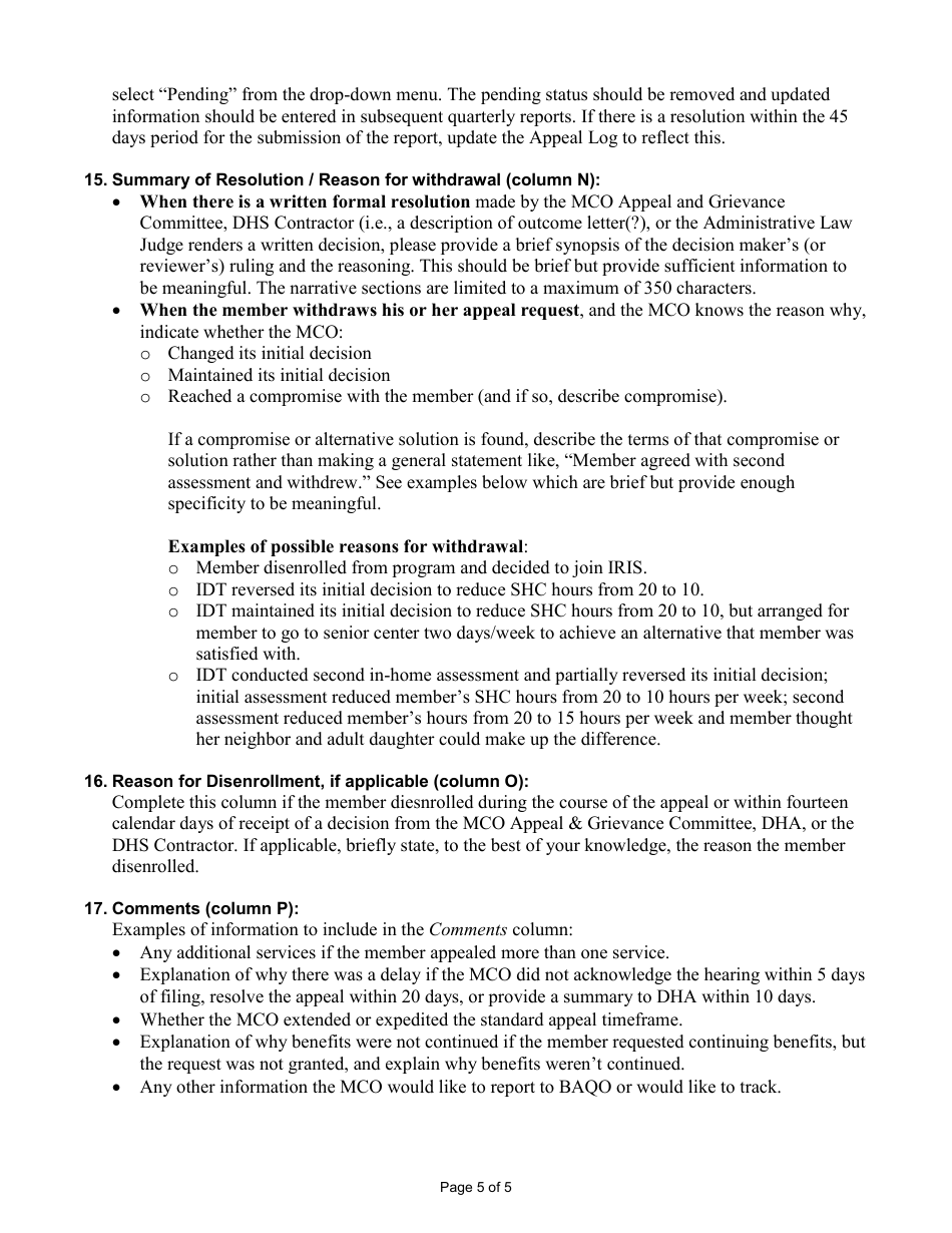 Download Instructions For Form F-02466 Mco Appeal Log For Family Care ...