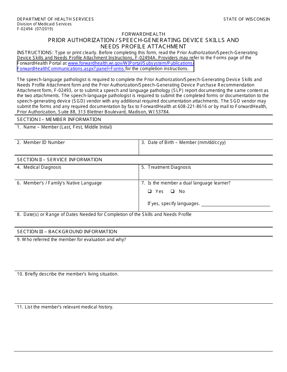 Form F-02494 - Fill Out, Sign Online and Download Fillable PDF ...