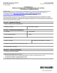 Document preview: Form F-11092 Prior Authorization/Preferred Drug List (Pa/Pdl) for Growth Hormone Drugs - Wisconsin