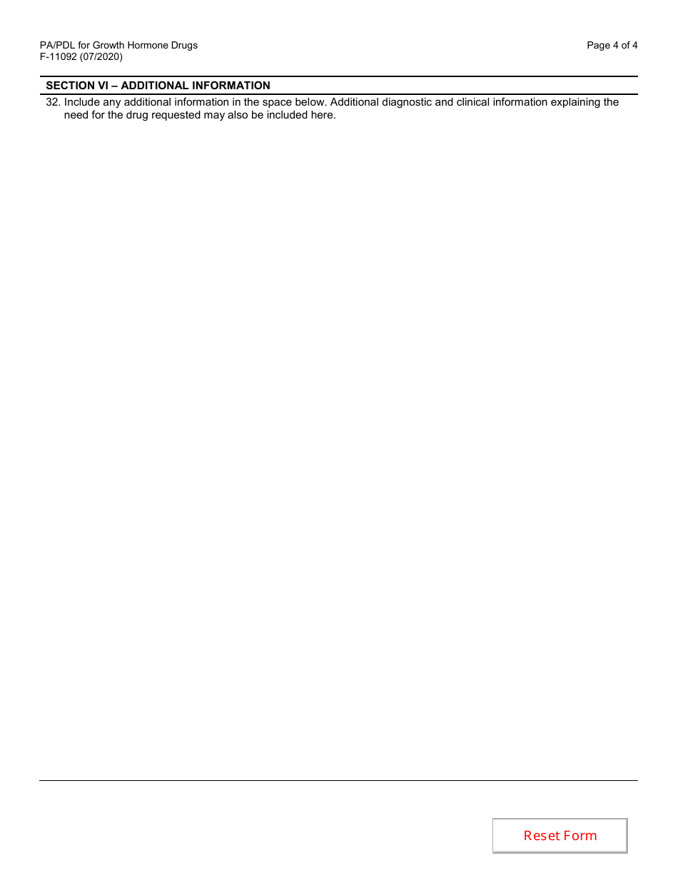 Form F-11092 Prior Authorization / Preferred Drug List (Pa / Pdl) for Growth Hormone Drugs - Wisconsin, Page 4