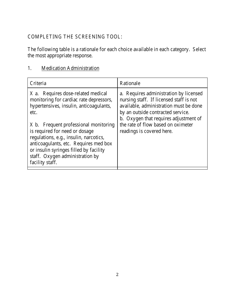 Instructions for Form ALF102 Functional Screening for Assisted Living Facilities - Wyoming, Page 2