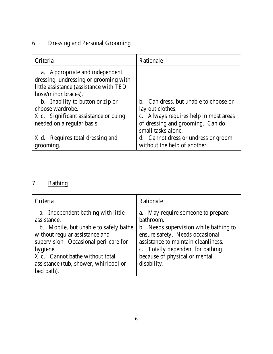 Instructions for Form ALF102 Functional Screening for Assisted Living Facilities - Wyoming, Page 6